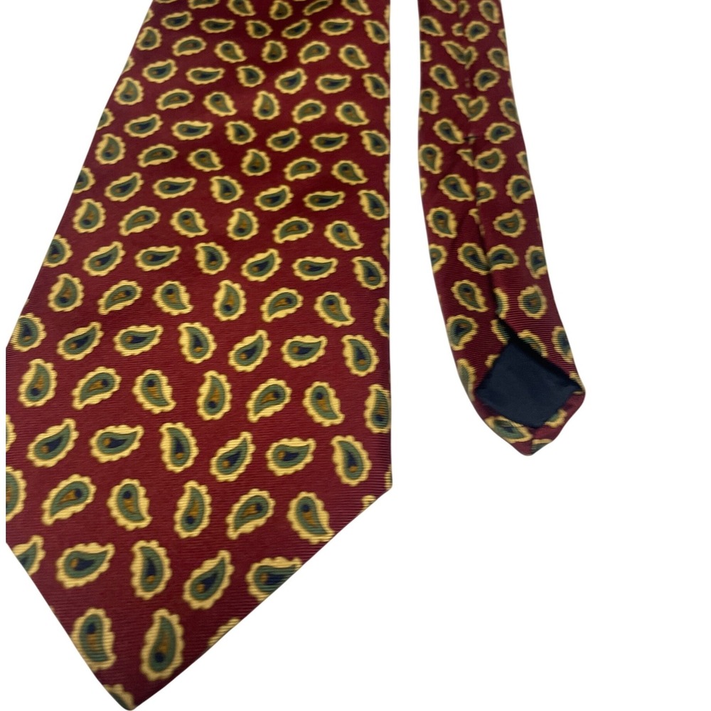 Vintage 80s/90s Brooks Brothers Makers Silk Red Gold Paisley Wide Made USA Tie